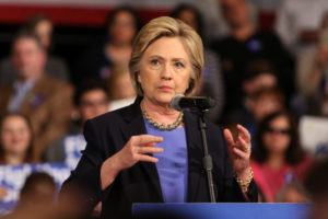 Hillary Clinton made a stop on her campaign trail at Purchase College on March 31. Clinton, a resident of nearby Chappaqua, highlighted her ties to both the state of New York and Westchester County during her speech. Photo/Andrew Dapolite 