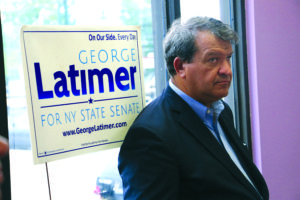 Democrat George Latimer, of Rye, at his campaign headquarters in Mamaroneck on July 31, the same day he announced his campaign for a third term in the New York state Senate. As has been the case in his two previous Senate campaigns, Latimer is anticipating an all-out assault by Republicans hoping to hold onto control of the House. Photo/Andrew Dapolite