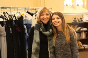 Camryn Sullvan, right, and her mother Vonnie, helped girls find affordable dresses and accessories for their upcoming prom nights at The Prom Collective, held on March 25 at the Mamaroneck United Methodist Church.